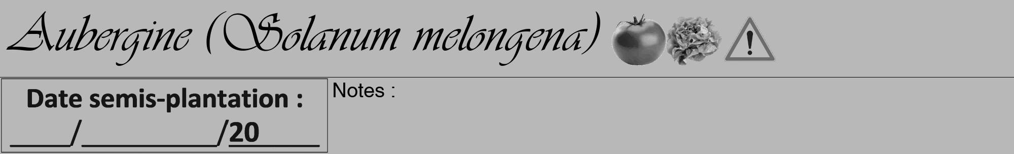 Étiquette de : Solanum melongena - format a - style noire39viv avec comestibilité simplifiée