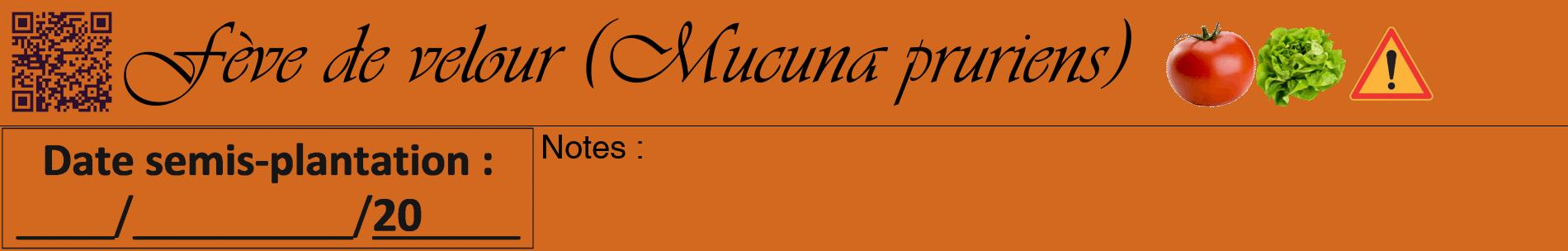 Étiquette de : Mucuna pruriens - format a - style noire31basiqueviv avec qrcode et comestibilité simplifiée