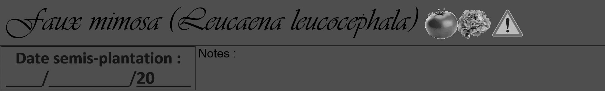 Étiquette de : Leucaena leucocephala - format a - style noire33viv avec comestibilité simplifiée