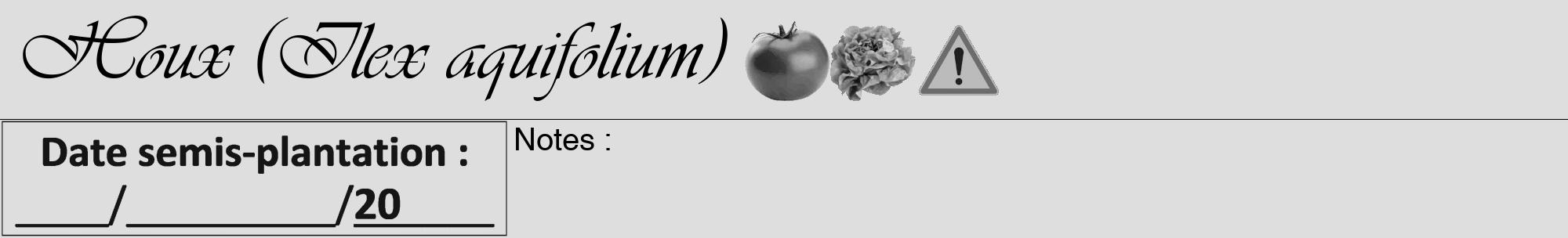 Étiquette de : Ilex aquifolium - format a - style noire20viv avec comestibilité simplifiée