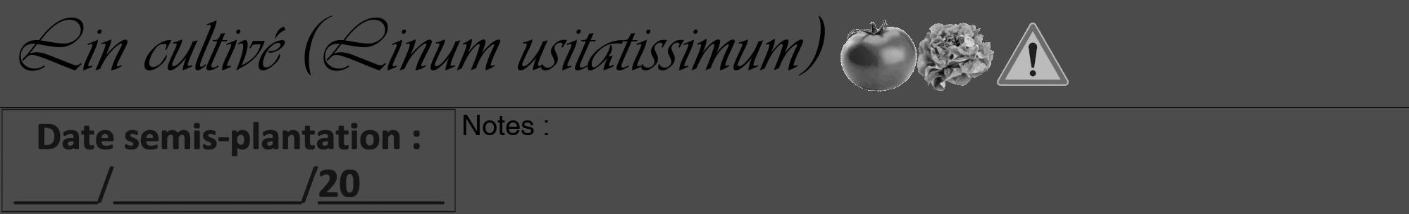 Étiquette de : Linum usitatissimum - format a - style noire9basiqueviv avec comestibilité simplifiée