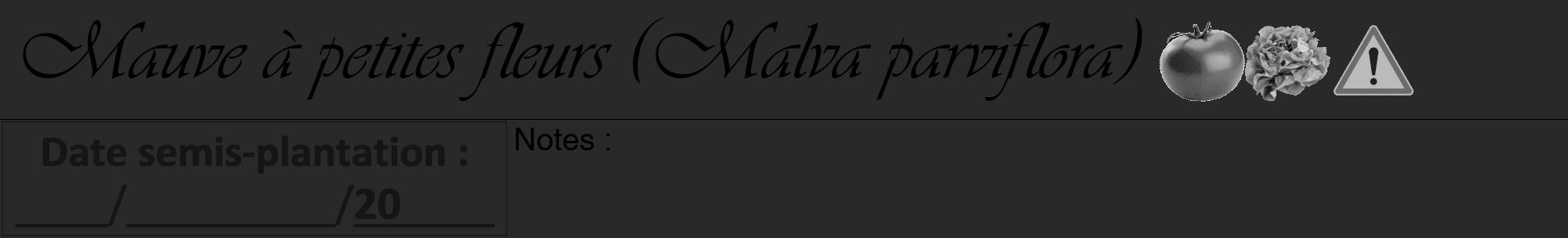 Étiquette de : Malva parviflora - format a - style noire34viv avec comestibilité simplifiée