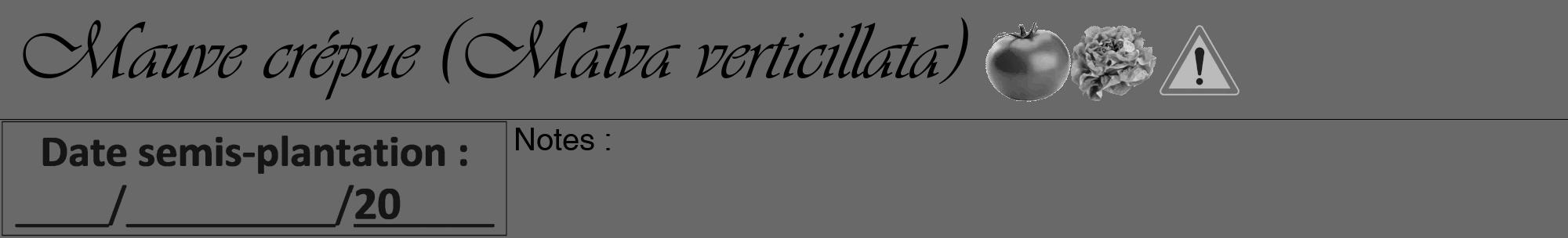 Étiquette de : Malva verticillata - format a - style noire51viv avec comestibilité simplifiée