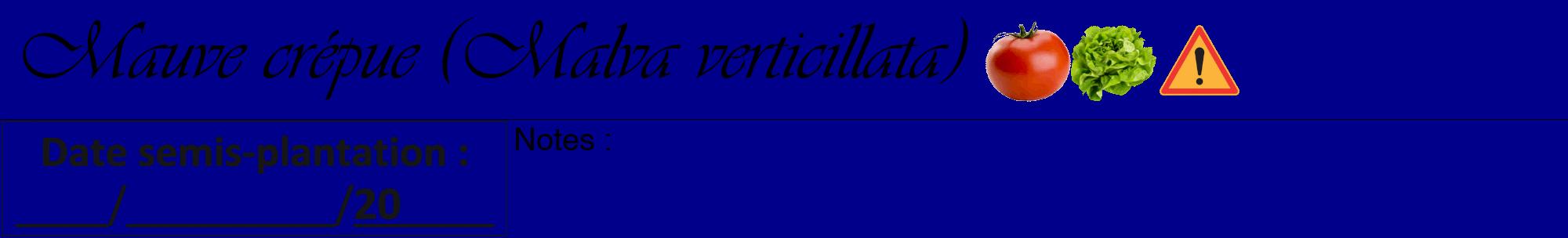 Étiquette de : Malva verticillata - format a - style noire7viv avec comestibilité simplifiée