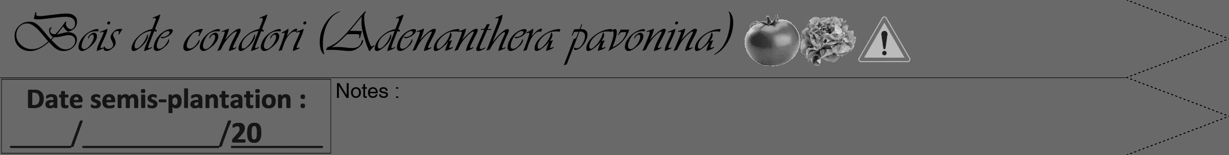 Étiquette de : Adenanthera pavonina - format b - style noire11viv avec comestibilité simplifiée