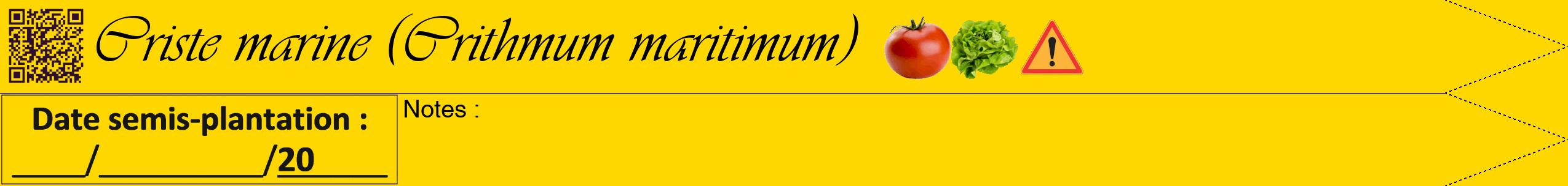 Étiquette de : Crithmum maritimum - format b - style noire21viv avec qrcode et comestibilité simplifiée