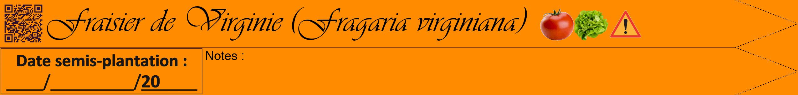 Étiquette de : Fragaria virginiana - format b - style noire23viv avec qrcode et comestibilité simplifiée