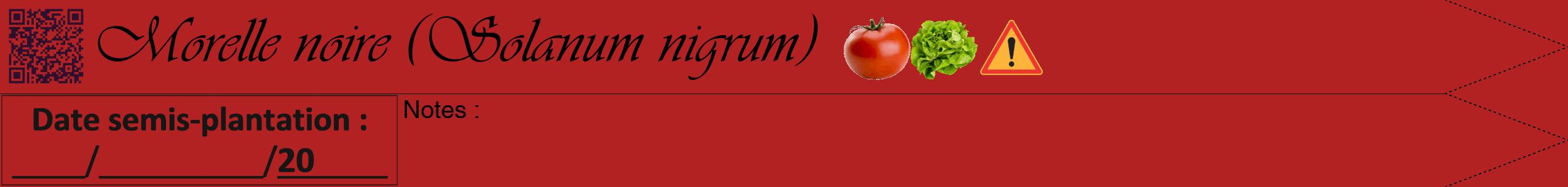 Étiquette de : Solanum nigrum - format b - style noire28simpleviv avec qrcode et comestibilité simplifiée