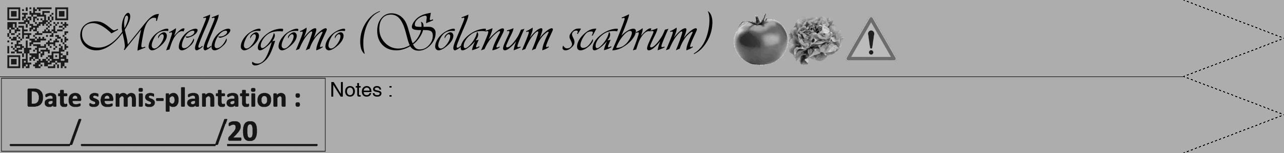 Étiquette de : Solanum scabrum - format b - style noire22simpleviv avec qrcode et comestibilité simplifiée