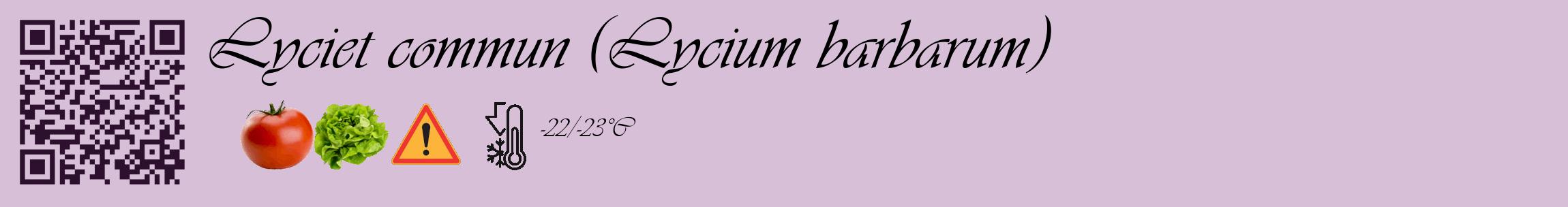 Étiquette de : Lycium barbarum - format c - style noire54_basique_basiqueviv avec qrcode et comestibilité simplifiée