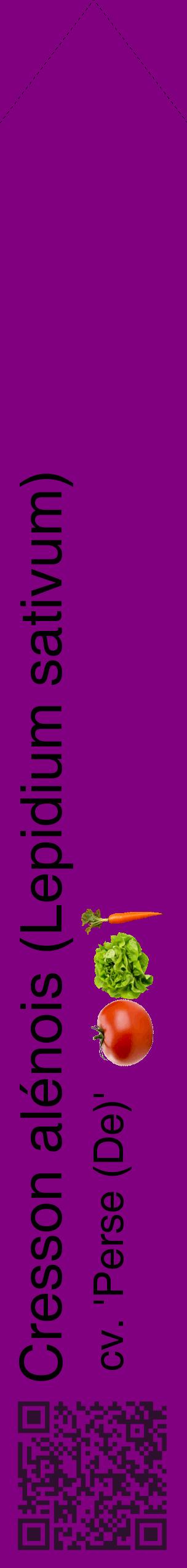 Étiquette de : Lepidium sativum cv. 'Perse (De)' - format c - style noire46_simplehel avec qrcode et comestibilité simplifiée