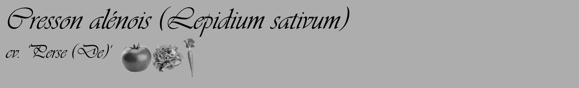 Étiquette de : Lepidium sativum cv. 'Perse (De)' - format c - style noire22_basique_basiqueviv avec comestibilité simplifiée