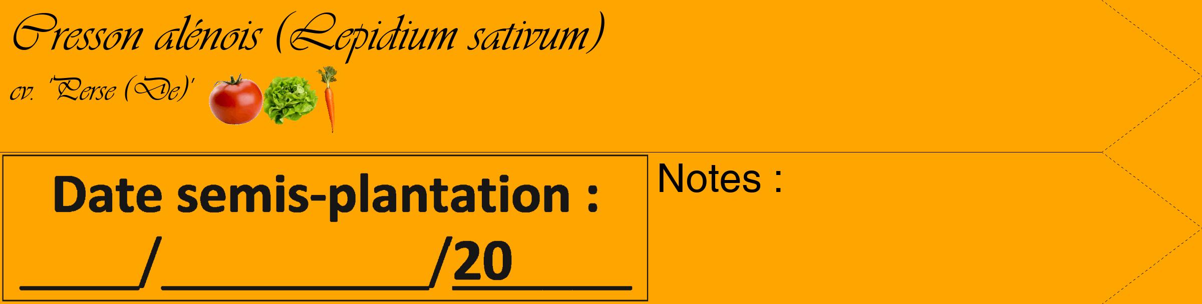 Étiquette de : Lepidium sativum cv. 'Perse (De)' - format c - style noire22_simple_simpleviv avec comestibilité simplifiée