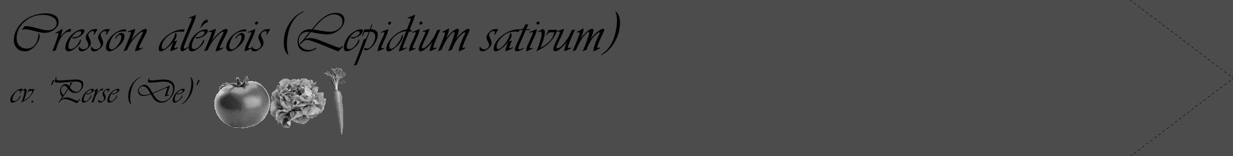 Étiquette de : Lepidium sativum cv. 'Perse (De)' - format c - style noire27simple_basique_basiqueviv avec comestibilité simplifiée