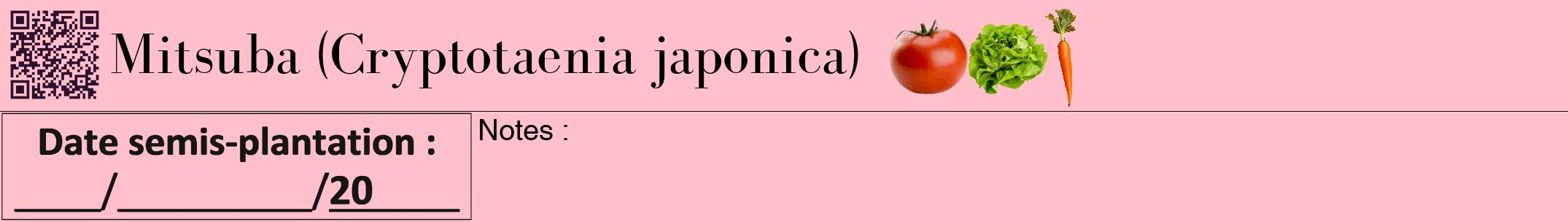Étiquette de : Cryptotaenia japonica - format a - style noire40bod avec qrcode et comestibilité simplifiée