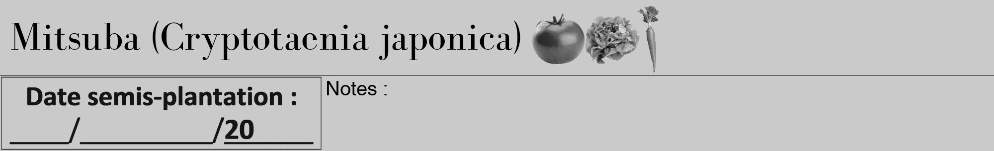 Étiquette de : Cryptotaenia japonica - format a - style noire21bod avec comestibilité simplifiée