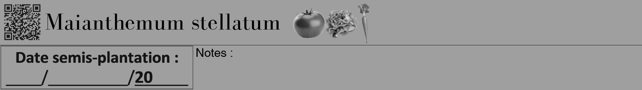 Étiquette de : Maianthemum stellatum - format a - style noire24bod avec qrcode et comestibilité simplifiée