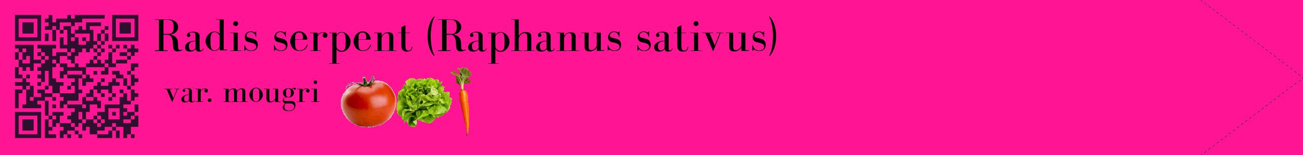 Étiquette de : Raphanus sativus var. mougri - format c - style noire43simple_simple_simplebod avec qrcode et comestibilité simplifiée