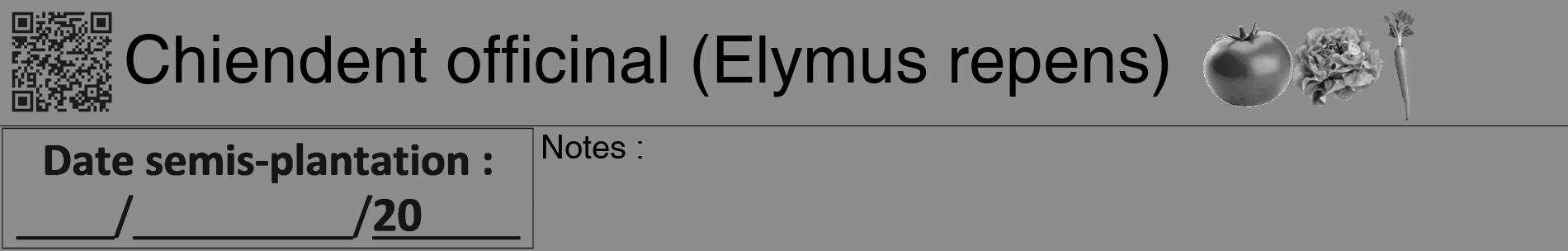 Étiquette de : Elymus repens - format a - style noire2basiquehel avec qrcode et comestibilité simplifiée