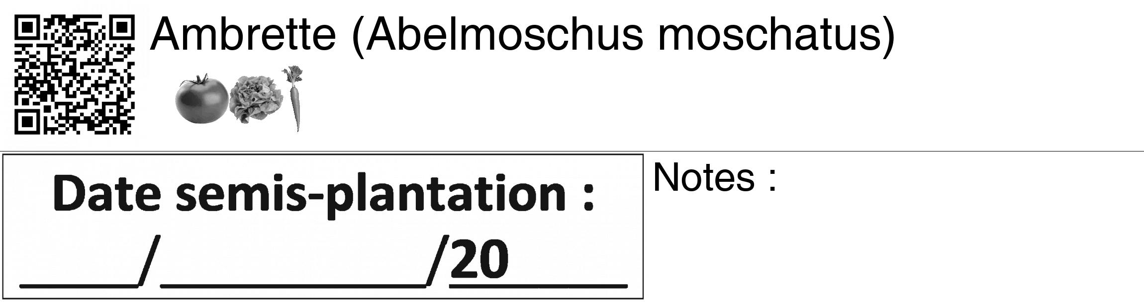 Étiquette de : Abelmoschus moschatus - format c - style noire60_basiquegrrvhel avec qrcode et comestibilité simplifiée
