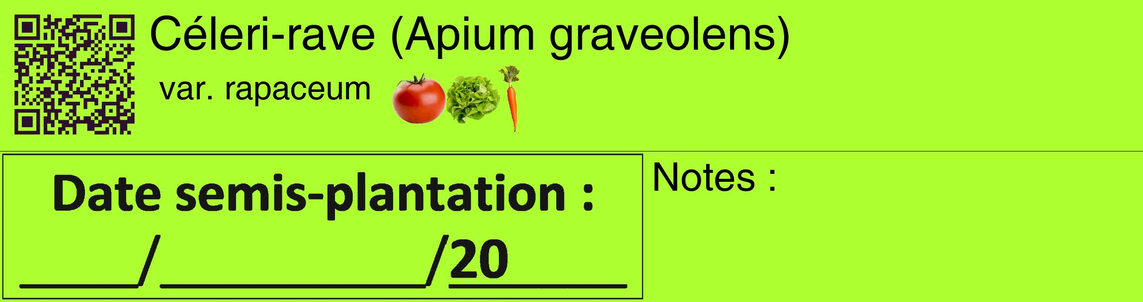 Étiquette de : Apium graveolens var. rapaceum - format c - style noire17_basique_basiquehel avec qrcode et comestibilité simplifiée