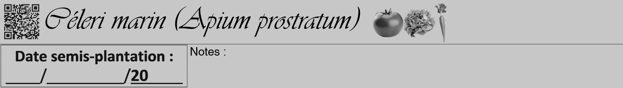 Étiquette de : Apium prostratum - format a - style noire15viv avec qrcode et comestibilité simplifiée