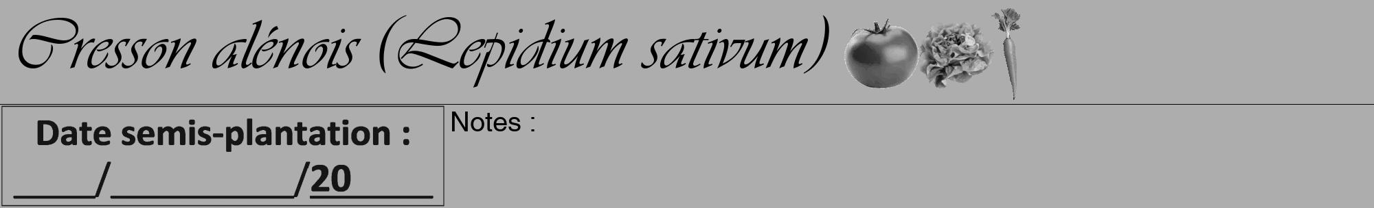 Étiquette de : Lepidium sativum - format a - style noire22viv avec comestibilité simplifiée