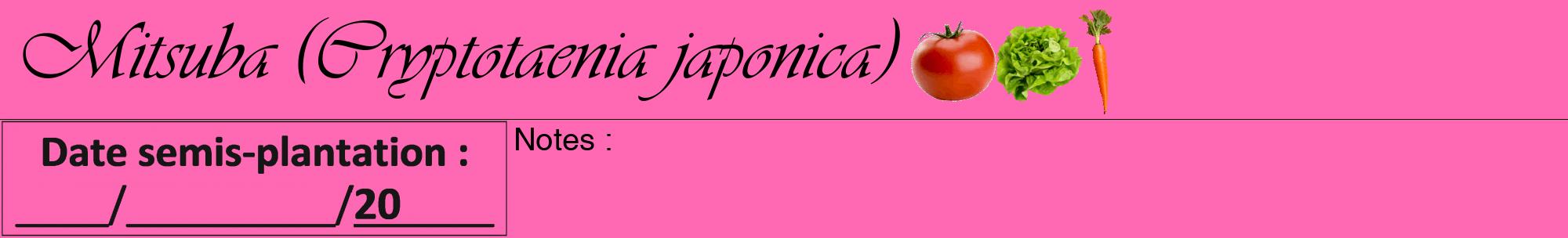 Étiquette de : Cryptotaenia japonica - format a - style noire42viv avec comestibilité simplifiée
