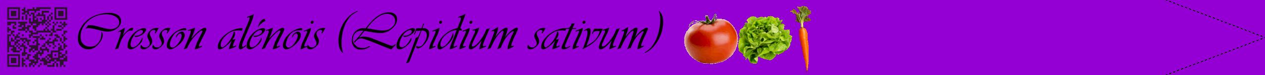 Étiquette de : Lepidium sativum - format b - style noire48simpleviv avec qrcode et comestibilité simplifiée