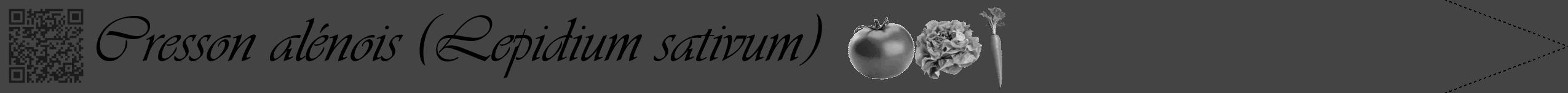 Étiquette de : Lepidium sativum - format b - style noire48simpleviv avec qrcode et comestibilité simplifiée