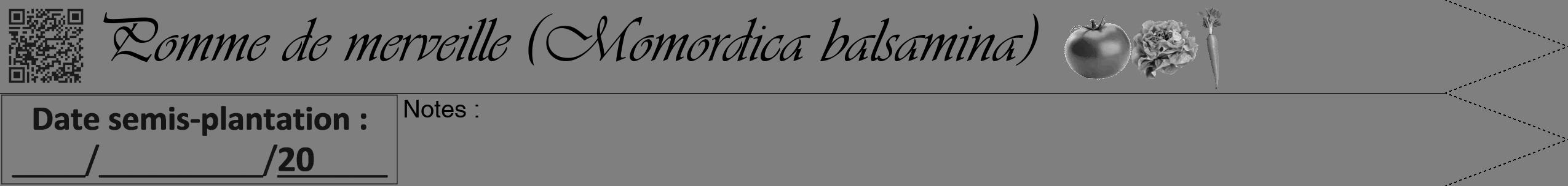 Étiquette de : Momordica balsamina - format b - style noire57viv avec qrcode et comestibilité simplifiée