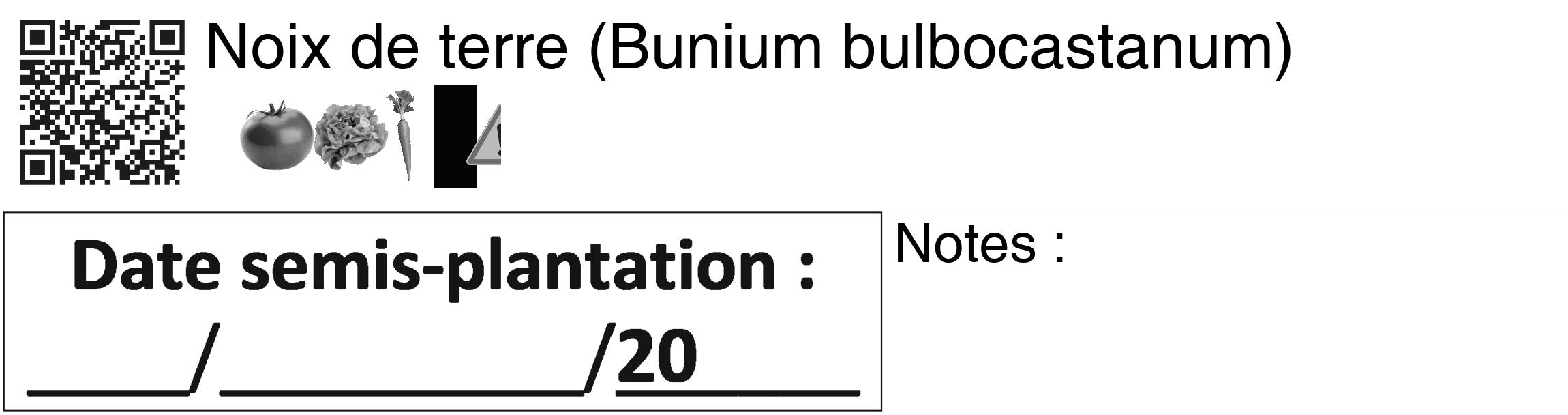 Étiquette de : Bunium bulbocastanum - format c - style noire60_basiquegrrvhel avec qrcode et comestibilité simplifiée