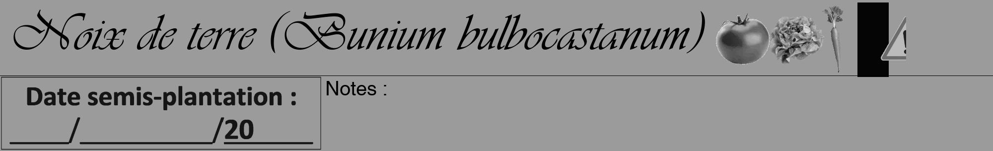Étiquette de : Bunium bulbocastanum - format a - style noire52viv avec comestibilité simplifiée