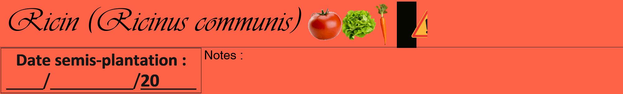 Étiquette de : Ricinus communis - format a - style noire25basiqueviv avec comestibilité simplifiée