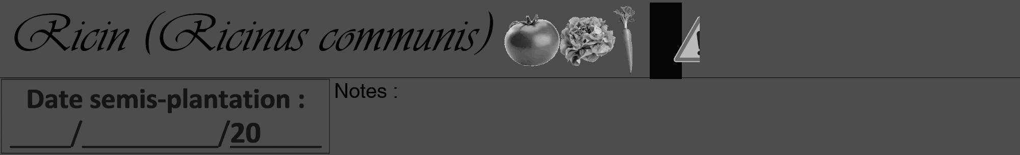 Étiquette de : Ricinus communis - format a - style noire28viv avec comestibilité simplifiée
