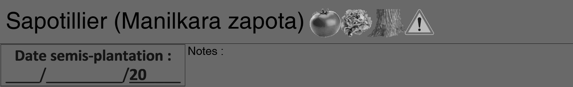 Étiquette de : Manilkara zapota - format a - style noire11hel avec comestibilité simplifiée