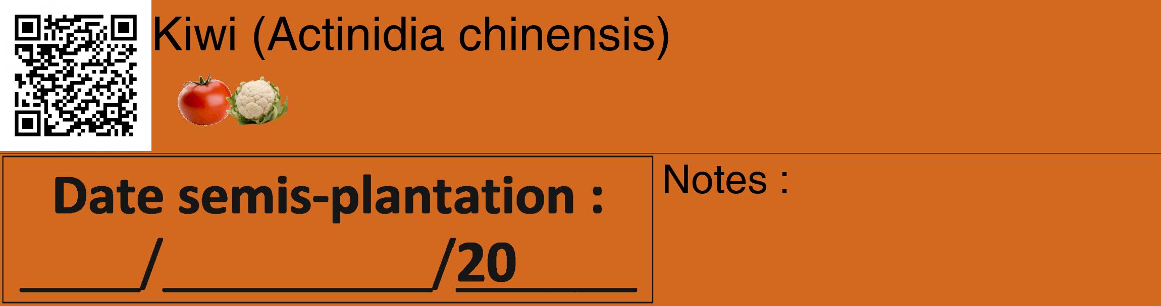 Étiquette de : Actinidia chinensis - format c - style noire31_basique_basiquehel avec qrcode et comestibilité simplifiée