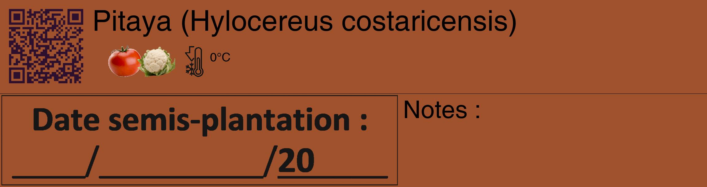 Étiquette de : Hylocereus costaricensis - format c - style noire32_basique_basiquehel avec qrcode et comestibilité simplifiée