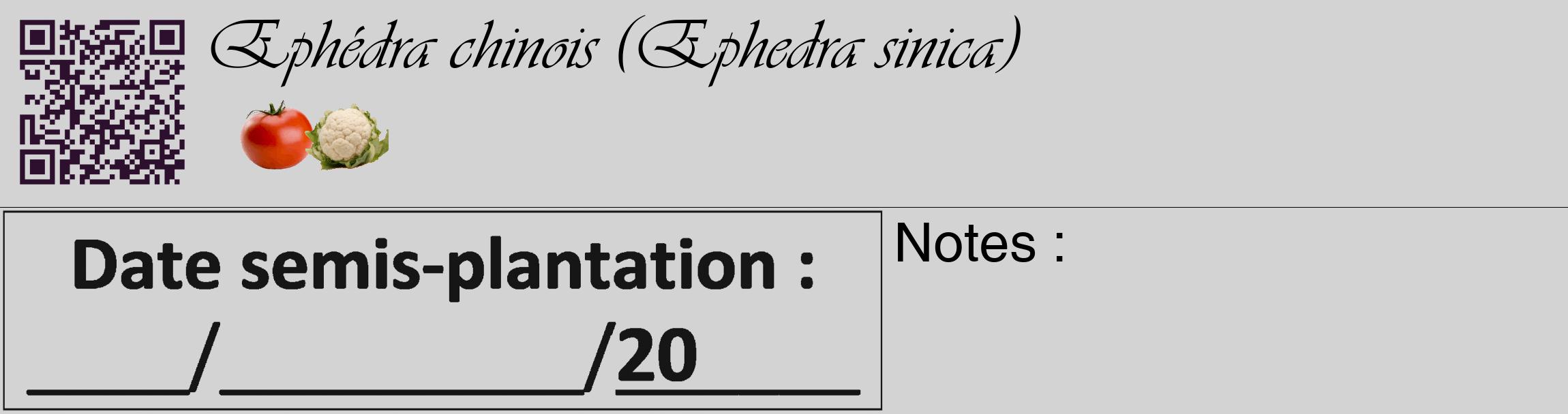 Étiquette de : Ephedra sinica - format c - style noire56_basique_basiqueviv avec qrcode et comestibilité simplifiée
