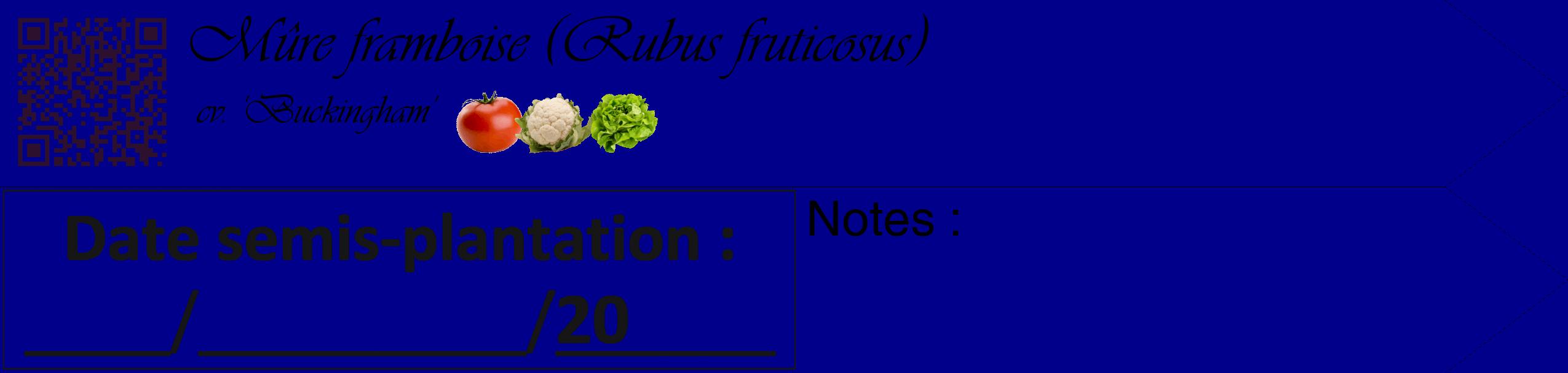 Étiquette de : Rubus fruticosus cv. 'Buckingham' - format c - style noire7_simple_simpleviv avec qrcode et comestibilité simplifiée