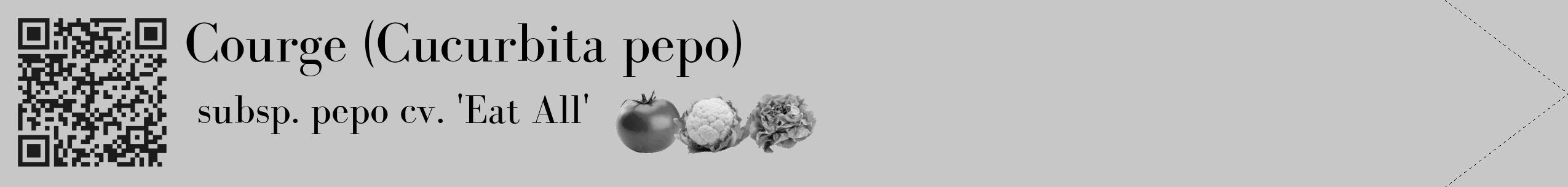 Étiquette de : Cucurbita pepo subsp. pepo cv. 'Eat All' - format c - style noire15_simple_simplebod avec qrcode et comestibilité simplifiée