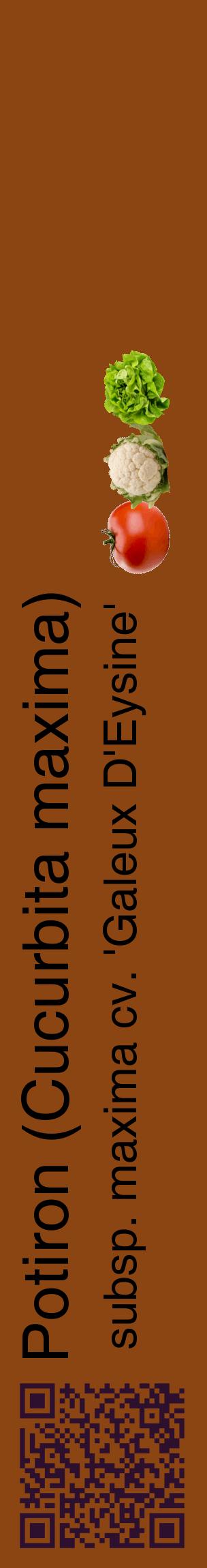 Étiquette de : Cucurbita maxima subsp. maxima cv. 'Galeux D'Eysine' - format c - style noire30_basiquehel avec qrcode et comestibilité simplifiée