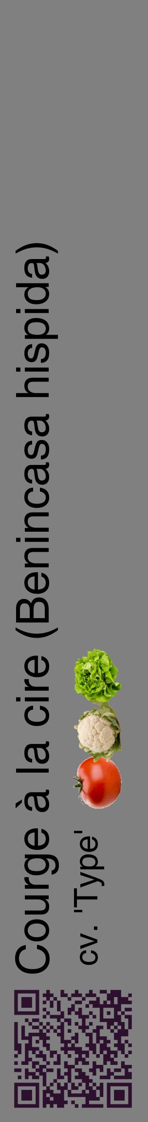 Étiquette de : Benincasa hispida cv. 'Type' - format c - style noire57_basiquehel avec qrcode et comestibilité simplifiée