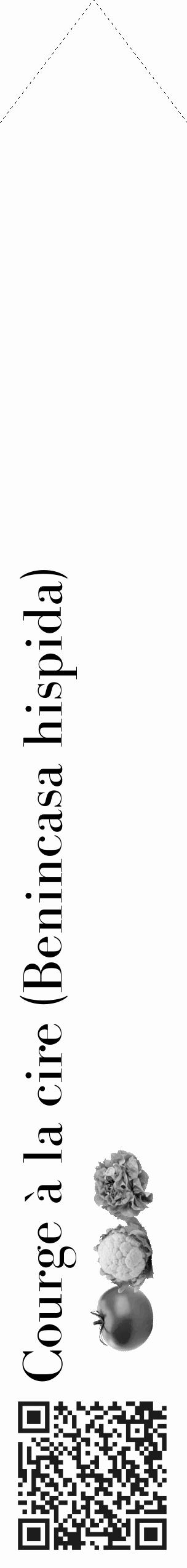Étiquette de : Benincasa hispida - format c - style noire19_simple_simplebod avec qrcode et comestibilité simplifiée - position verticale