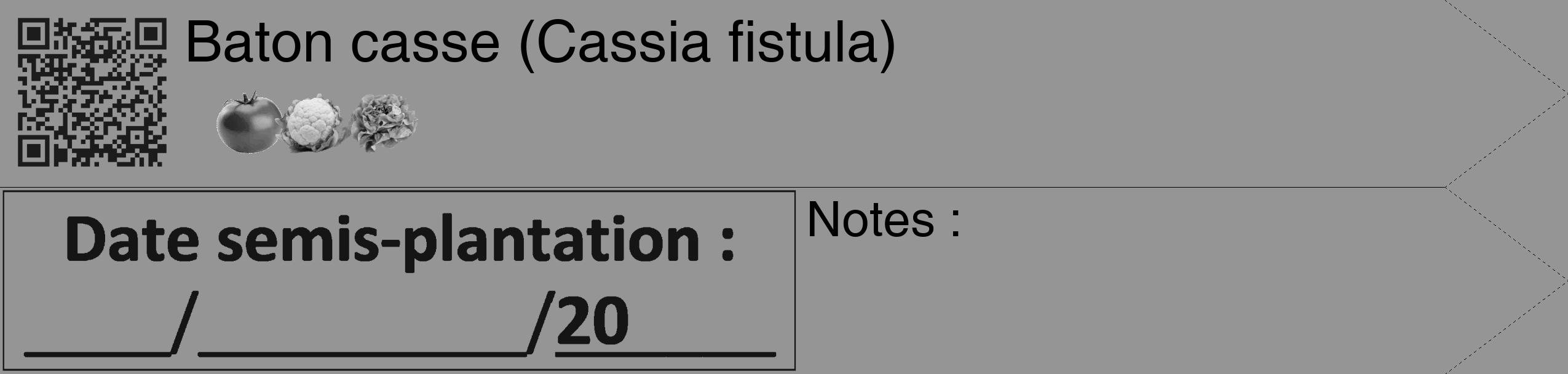 Étiquette de : Cassia fistula - format c - style noire16_simple_simplehel avec qrcode et comestibilité simplifiée