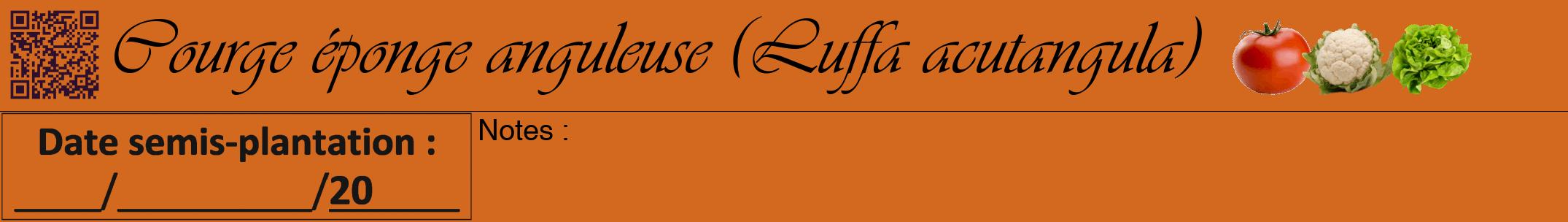 Étiquette de : Luffa acutangula - format a - style noire31viv avec qrcode et comestibilité simplifiée