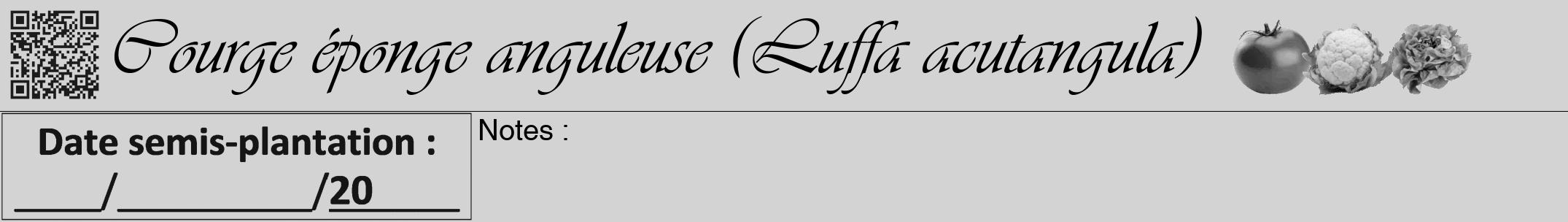 Étiquette de : Luffa acutangula - format a - style noire56viv avec qrcode et comestibilité simplifiée