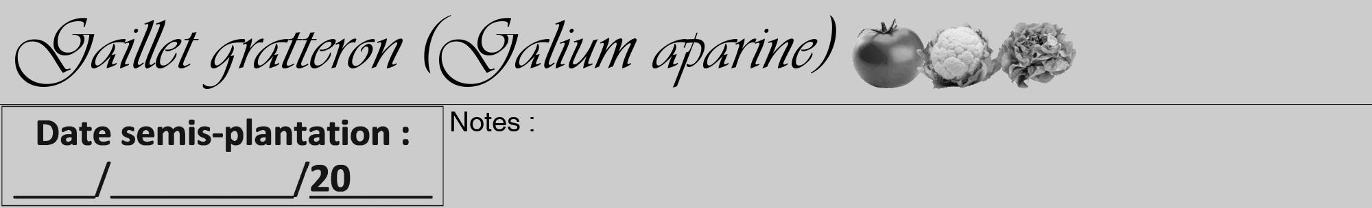 Étiquette de : Galium aparine - format a - style noire0viv avec comestibilité simplifiée