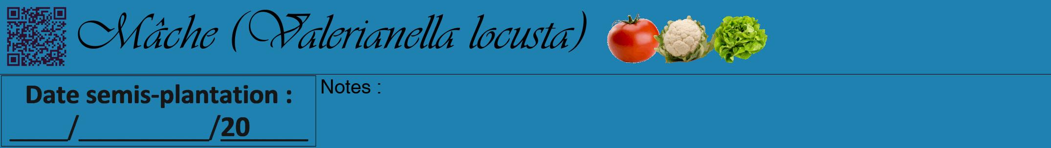 Étiquette de : Valerianella locusta - format a - style noire6viv avec qrcode et comestibilité simplifiée