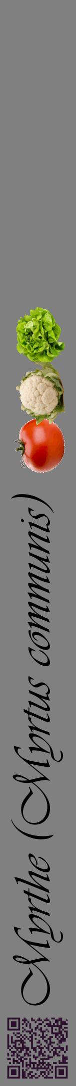 Étiquette de : Myrtus communis - format a - style noire57viv avec qrcode et comestibilité simplifiée